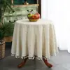 Mantel Antideslizante para Mesa de Centro Cubierta de Algodón y Lino para el Hogar Borla Rectangular Mantel de Mesa de Centro Universal Cuatro Estaciones Simple de Alta Gama