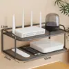 Estante de almacenamiento para router, estante organizador de WiFi, estante de almacenamiento de decodificador montado en la pared sin perforación, estante de almacenamiento en capas montado en la pared