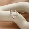 Anillo de Acero de Titanio Ajustable con Forma de Corazón Estilo Ol Europeo y Americano Moda Accesorio de Joyería para Mujer de Verano