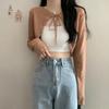 Verano Delgado Seda de Hielo Exterior Blusa Aire Acondicionado Ropa Protección Solar Chal Pequeño para Mujer con Falda de Tirantes Top Exterior Corto