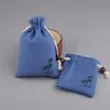 Bolsa con cordón de algodón y lino estampado, bolsa de brocado para almacenamiento, bolsa de la suerte con cordón, bolsa de lino con loto, bolsa para dulces, embalaje de cuentas de placa, bolsa pequeña para taza