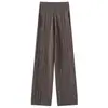 Cachemira Otoño/Invierno Nuevo Estilo Tejido Color Sólido Caída Casual Estilo Artístico Tejido de Punto Estilo Perezoso Nórdico Pantalones Largos de Pierna Ancha
