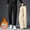 Pantalones de algodón para hombre, talla grande, cortavientos e impermeables para invierno, forrados de forro polar de borrego, adecuados para deportes al aire libre y uso casual, venta al por mayor