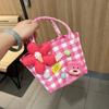 Manuseio Preço Internet Popular Bolsa de Ombro Boneca Fofa Grande Capacidade Cesta Tecida Bolsa de Mão Cesta de Legumes Bolsa Manuseio