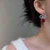 Pendientes de estilo francés, ligeros, de lujo, elegantes, con forma de planeta de diamantes, con forma de lazo, de cuentas redondas, a la moda, exquisitos, sencillos, de alta gama, para mujer.