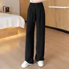 Calça customizada de perna larga estreita para mulheres, novo estilo outono 2026, fina, solta, calça reta tie-dye, cintura alta, modeladora e estilosa