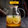 Botella de agua fría con té perfumado de vidrio, tetera doméstica de verano, tetera resistente a altas temperaturas, taza de agua abierta blanca fría, juego de botella de agua fría de gran capacidad
