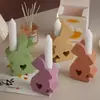Coelhinho da Páscoa Ornamento Criativo Base para Vela Molde de Silicone Suporte de Vela de Coelho em Forma de Coração DIY Molde de Resina