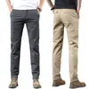 Pantalones Casuales para Hombre 2026 Nuevo Verano Delgados Sueltos Rectos Elásticos de Negocios Simples de Moda Marca Algodón Puro Largos