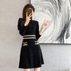 Elegante Estilo Socialité Otoño e Invierno 2026 Nueva Era Reductor de Edad Falda de Punto de Línea A de Longitud Media Vestido para Mujer
