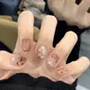 [Iris] Uñas Portátiles Hechas a Mano Estilo Francés con Degradado Morado Ojo de Gato, Efecto Iluminador, Pedrería Grande, Brillo Deslumbrante, Sensación de Alta Gama, Artículo de Lujo Popular