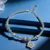 Pulsera Espiral de Plata Pura, Plata 9999 Pura, Esmalte de Flor, Cuentas de la Fortuna, Fragmentos de Plata, Calabaza, Regalo de San Valentín para Novia