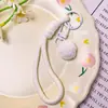 Lanyard con llavero de pompón de colores, correa de muñeca portátil anti-pérdida, accesorio colgante versátil para bolso, accesorio para joyería DIY