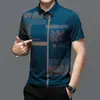 2025 Nuevo Botón Estampado Digital 3D Moda Transfronteriza Moda Masculina Europea y Americana Camisa de Cuello de Solapa a Cuadros Ajustada para Hombre