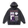 Sudadera con capucha Lavada Estilo Retro Americano Anime Hip-Hop Calle Alta Holgada Oversize Pesada 480g Chaqueta