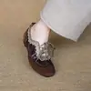 Primer Encuentro con Zapatos de Mujer Estilo Británico Retro Suela Blanda Boca Profunda 2026 Primavera Nuevos Puntera Redonda Con Cordones Cómodos de Tacón Bajo