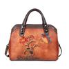 Nova Bolsa de Ombro de Couro de Primeira Camada Estilo Chinês Retrô Floral Bolsa de Mão Polida Transversal Feminina Envio Direto