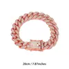 Cadena Cubana Clásica de 13 mm de Venta Caliente Transfronteriza, Superficie Curva, Fondo Liso, Incrustada de Diamantes, Collar de Aleación, Joyería para Hombre Hip-Hop Americano