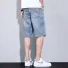 Nuevos Shorts de Mezclilla Tencel 2026 para Hombre, Estilo Delgado de Verano, Marca de Moda, Corte Recto Holgado, Seda Helada Casual hasta la Rodilla