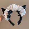 Diadema de felpa con orejas de gato para mujer, lindo lazo rosa para cosplay y accesorios para fotos, diadema para lavarse la cara, tocado lolita