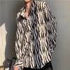Camisas Estampado Animal para Hombre y Mujer Primavera y Otoño Estampado Leopardo Estampado Cebra Estampado Serpiente Forro Floral Delgado Top Chaqueta Camisa de Solapa