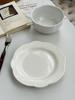 Venta al por mayor estilo retro francés ins relieve encaje exportación comercio exterior plato blanco de cerámica sopa fideos tazón grande plato de postre