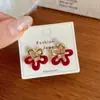 Pendientes de Lazo Festivo de Terciopelo Rojo con Agujas de Plata para Mujer, Diseñados para Bodas y Celebraciones de Año Nuevo en Otoño e Invierno