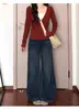 Jeans Retro de Talla Grande, Versión Pierna Ancha para Mujer, Nuevo Otoño, mm Gordita, Elásticos, Efecto Adelgazante, Figura de Pera, Pantalones Sueltos