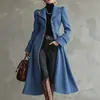 2026 Novo Casaco Europeu Outono/Inverno de Botão Único Cintura Marcada Emagrecedor Estilo Longo Gola Lapela Elegante Peça de Exterior