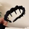 Tiara ondulada com dentes para mulheres, coroa alta, antiderrapante, elegante, faz o rosto parecer menor, tiara de tecido coreano torcido, acessório de início de primavera