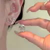 Brinco de clipe estético de fita para mulheres, laço de balé com zircônia, clipe de osso da orelha sem furo, brincos de nicho para estudantes mulheres