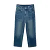 Imprescindible para chicas menudas~¡Estiramiento en cuatro direcciones! Jeans de pierna recta de otoño para mujer, cintura alta, adelgazantes, bordados, pantalones cortos H092102