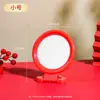 Espejo de Maquillaje Vintage de Pared, Espejo de Tocador para Dormitorio, Espejo Colgante Rojo Nupcial para Dote de Boda, Espejo Grande de Mesa de una Cara