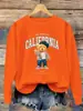 Prazer em Conhecer Design Lindo de Urso Moletons Femininos Gola Redonda Pulôver de Outono Soltos Roupas Casuais