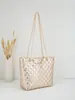 Bolsa Tote, Bolsa Tote Quadrada Rombos Fashion, Decoração Simples com Letras, Bolsa Tote Bordada com Rombos, Bolsa de Grande Capacidade