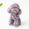 Pedra Triturada de Cristal Natural Resina Cão Urso Animal Figura Decoração para Casa Decoração de Mesa Fofo Ametista