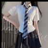 Uniforme jk camisa justa na cintura top feminino manga curta original verão estilo preppy manga bufante camisa branca terno jk