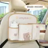 Bolsa de almacenamiento para coche Blue Rain, diseño de oso tulipán y conejo de dibujos animados, organizador multifuncional de cuero para el respaldo del asiento del coche