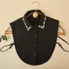 Cuello Falso de Perlas y Pedrería para Mujer, Cuello de Camisa Versátil Estilo Coreano de Gasa, Cuello Decorativo Interior para Ropa Profesional, Venta al por Mayor desde el Fabricante