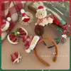 Diadema de Cabeza de Oso Navideño para Mujer, Diadema de Ambiente Festivo para Fiesta, Accesorios para el Cabello Pinza para el Pelo con Lazo de Disfraz Cosplay