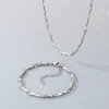 Corrente Chopard de Aço Inoxidável Transfronteiriça Ins Simples Versátil Personalidade Corrente da Clavícula Pulseira Colar Corrente de Haste Torcida Conjunto de Correntes Lisas