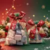 Nova Sacola de Doces de Natal Transfronteiriça Estampagem a Quente Fita Dourada Laço Rede Sacola Festa Biscoito Embalagem de Presente Sacola de Presente