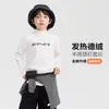 Camiseta de Base Gola Alta Branca de Veludo Outono Inverno para Meninos 2025 Nova Infantil Estudantil Quente Interna