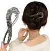 Elegante presilha de cabelo com strass metálico para mulheres, pinça para a parte de trás da cabeça, acessório de cabelo estiloso, presilha reta, presilha torcida