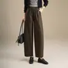 Calça feminina elegante de perna larga e corte curvo, novo estilo outono 2026, cintura alta, modelagem solta, com caimento fluido, versátil, emagrecimento, cropped, calça simples