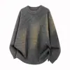 Suéter de punto jacquard de sarga estilo americano en stock para hombre, jersey casual y elegante con cuello redondo
