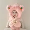 Gorro Bufanda para Bebé con Protector de Cuello Integrado Otoño e Invierno Gorro con Protección para Orejas de Bebé Lindo Súper Lindo Gorro de Peluche para Niños y Niñas