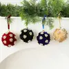 Nuevo producto transfronterizo: Adorno de bola de Navidad de tela de 8 cm con diamantes, decoración de árbol de Navidad DIY, adorno colgante de bola individual de espuma cubierta de tela