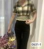 Verano Transfronterizo Nuevo Estilo Retro Cuello en V Un Botón Volantes en la Cintura Efecto Adelgazante Corto a Cuadros Manga Corta para Mujer