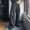 Moda Coreana Pantalones de Pierna Ancha con Pliegues Tridimensionales Diseño Holgado Pantalones Casuales Elegantes para Hombre Marca de Moda Caída